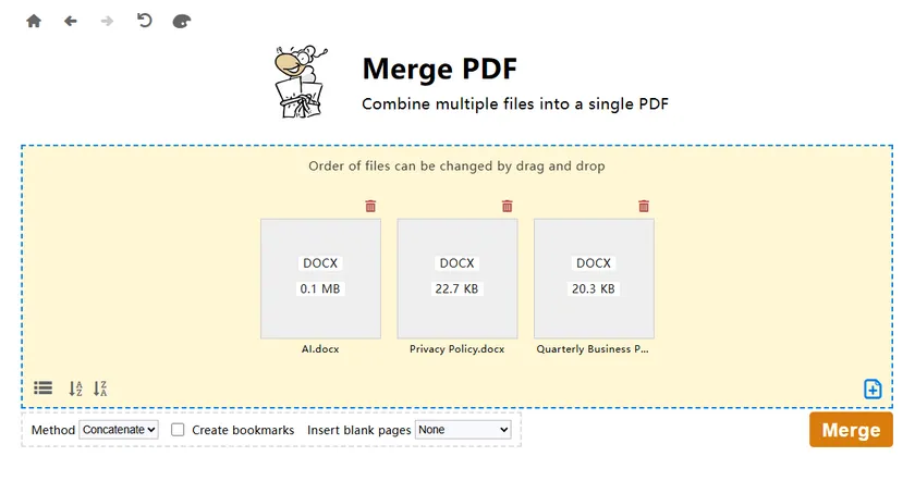Combine Multiple Word Documents into PDF Using PDF24