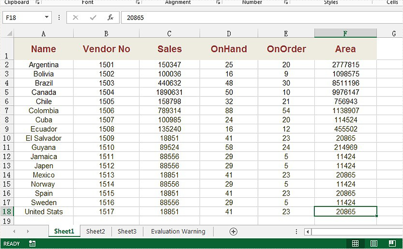 excel sheet