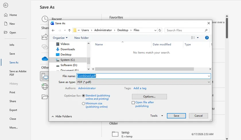 Merge Word Documents into PDF in Microsoft Word