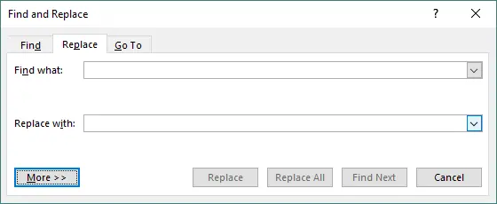 More options in Find and Replace