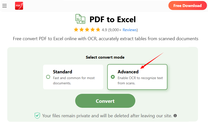 PDFgear free PDF to Excel ocr converter