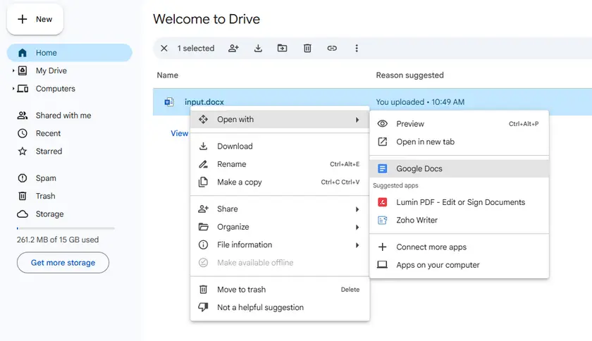 Open Encrypted Word Using Google Docs