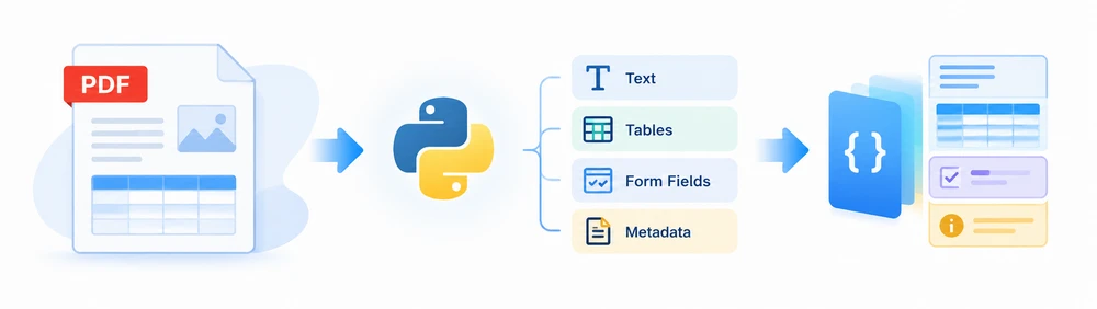 Parse PDF documents - read text, tables, metadata, and form fields