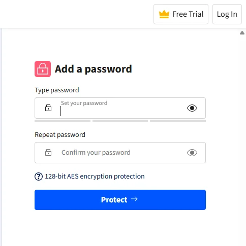 Proteggi un PDF con password con Smallpdf