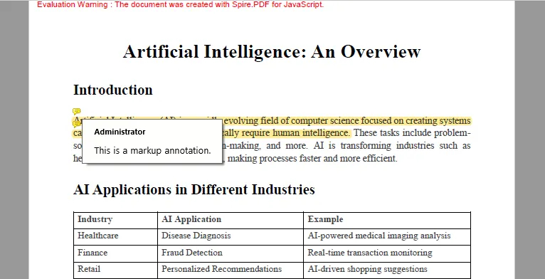 Add a Markup Annotation to PDF