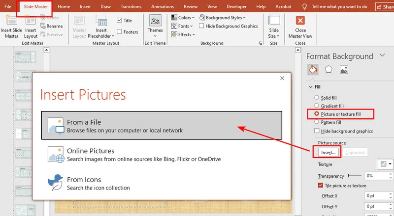 Set Background Picture in Slide Master