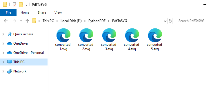 Os arquivos SVG de saída convertidos de um PDF de várias páginas usando Python
