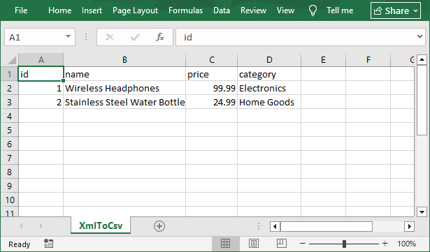 XML a CSV convertido usando Python con Free Spire.XLS
