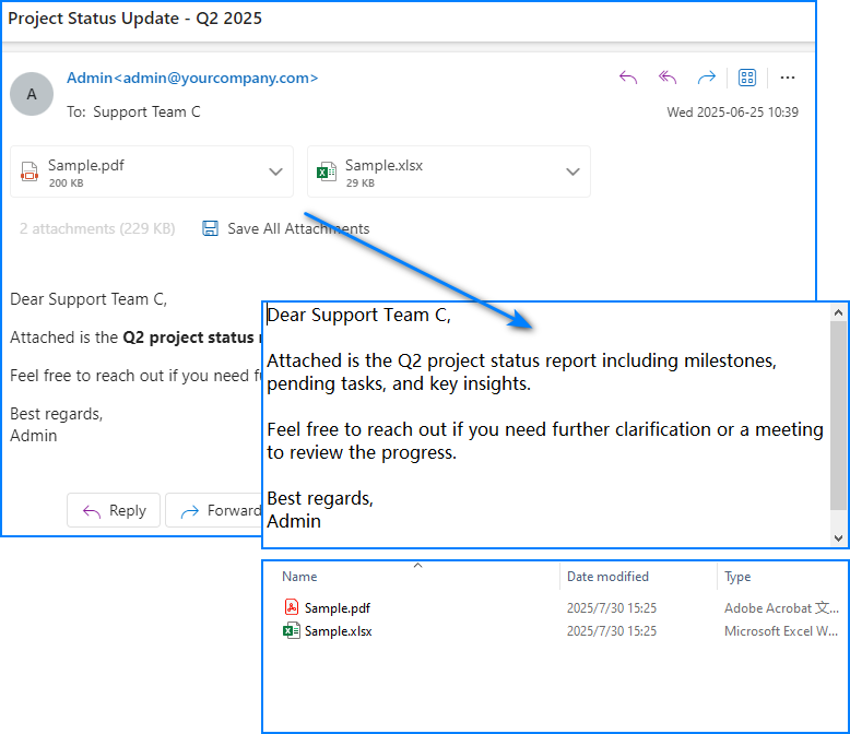 extract email attachments plain text c# example
