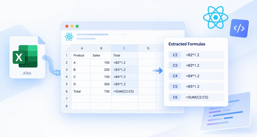Reading every formula out of an Excel worksheet in the browser with Spire.XLS for JavaScript