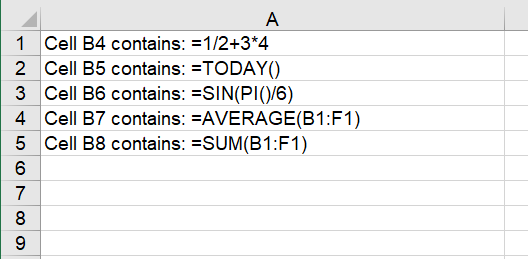 Read Formulas and Functions from an Excel Worksheet