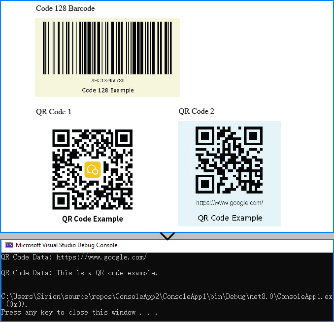 C# QR code scanner reading from image and showing decoded result in console