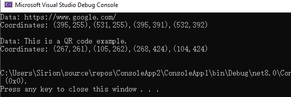 C# QR Code Reader getting QR code data and position form images