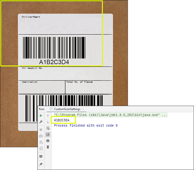 Read barcodes from the specified area of an image.