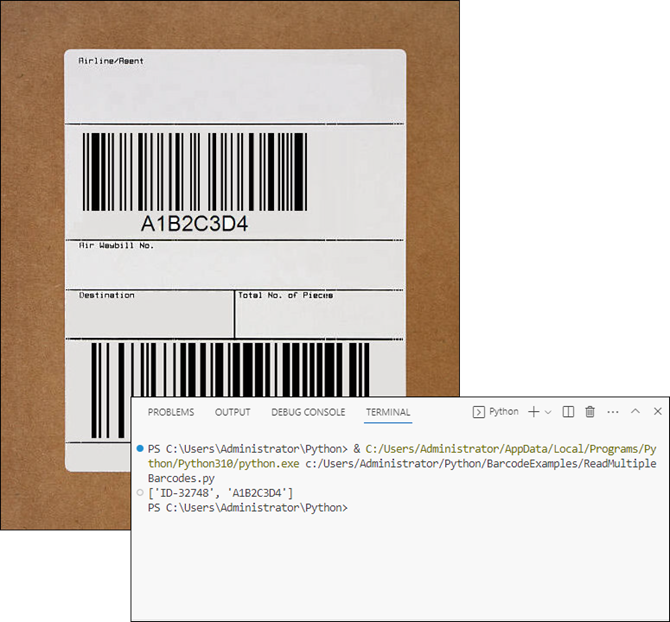 Read multiple barcodes from an image and print the scan results