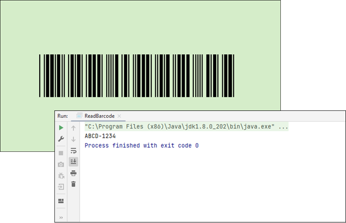 Read a single barcode from an image and print out the result.
