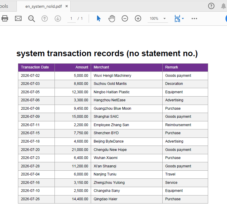 Original system transaction PDF