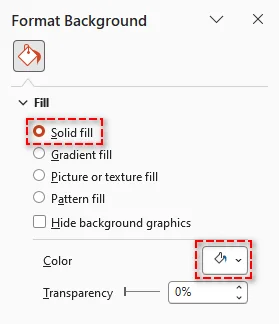 Select solid fill option to clear slide background