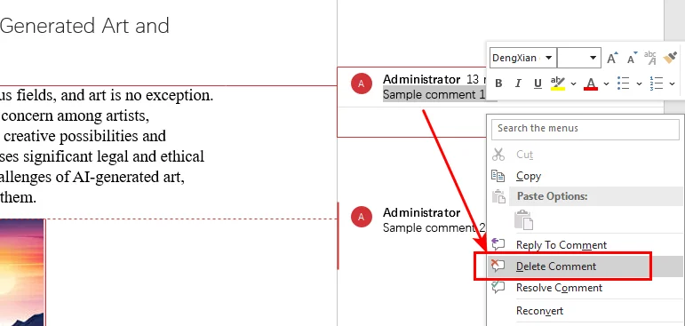 Comment supprimer un commentaire dans Word