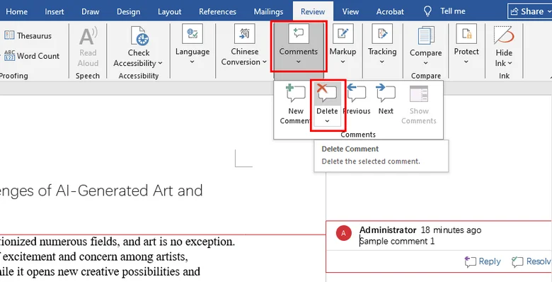 Comment supprimer un commentaire dans Word