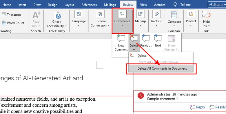 Comment supprimer tous les commentaires d'un document Word