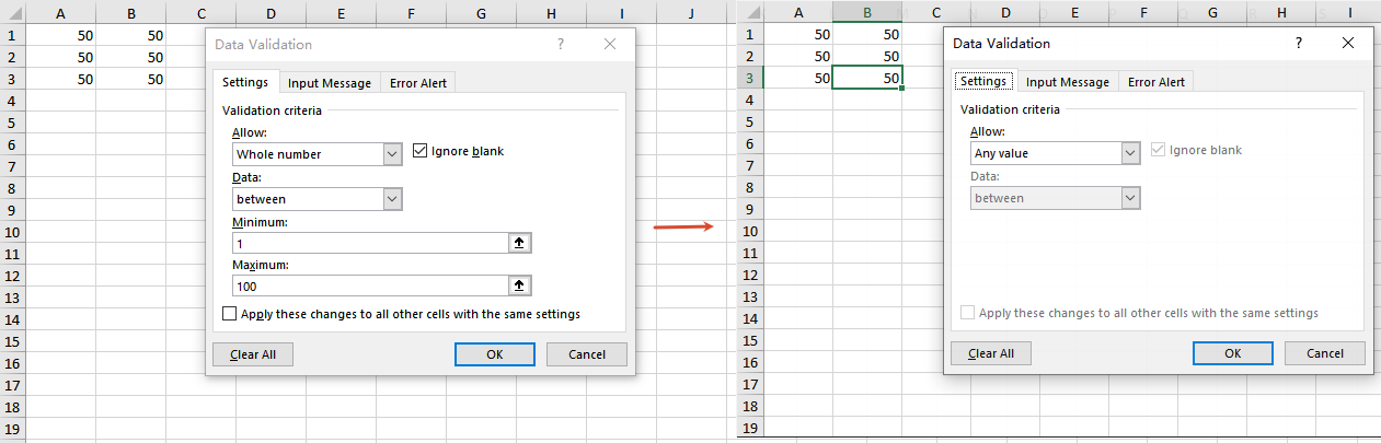 Remove data validation