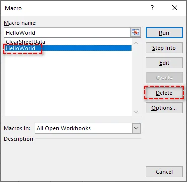 Seleccionar y eliminar macros