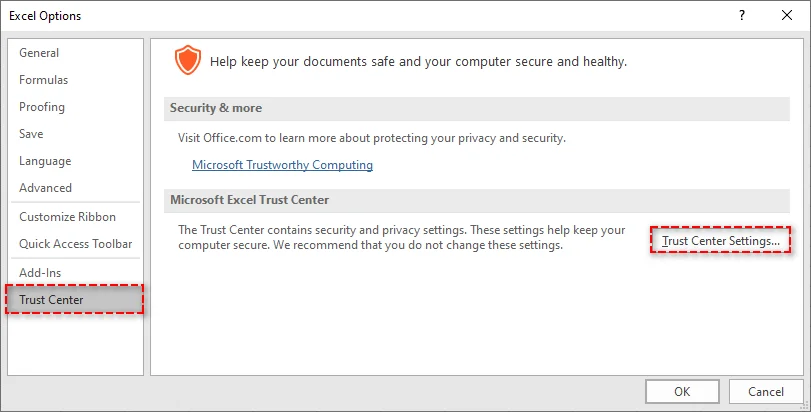 Acceder al Centro de confianza
