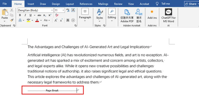 The Page Break in Word Documents