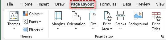 Excel Page Layout tab