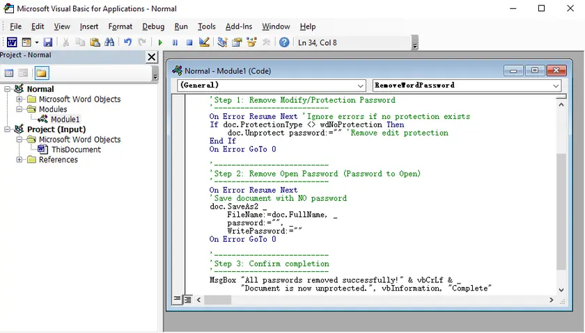 Remove Password Using VBA