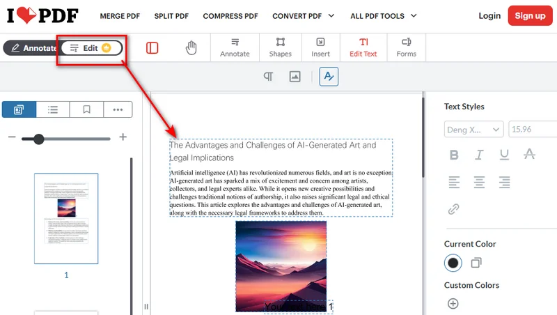 Remove Text from PDF Using iLovePDF