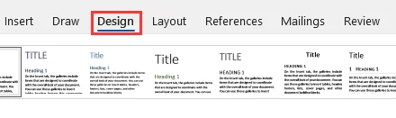 Haga clic en la pestaña Diseño en Word