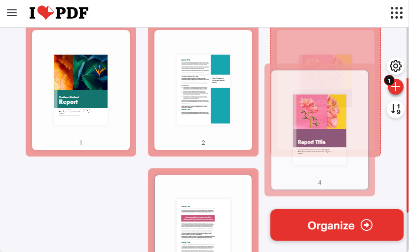 Online free tool to rearrange PDF pages