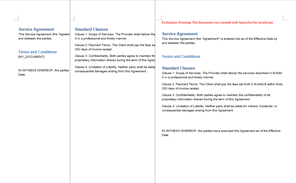 The [MY_DOCUMENT] placeholder in the main document is replaced with all paragraphs from the source document
