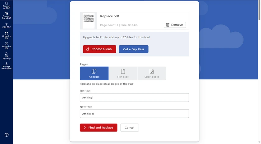 Replace Text in PDF Online