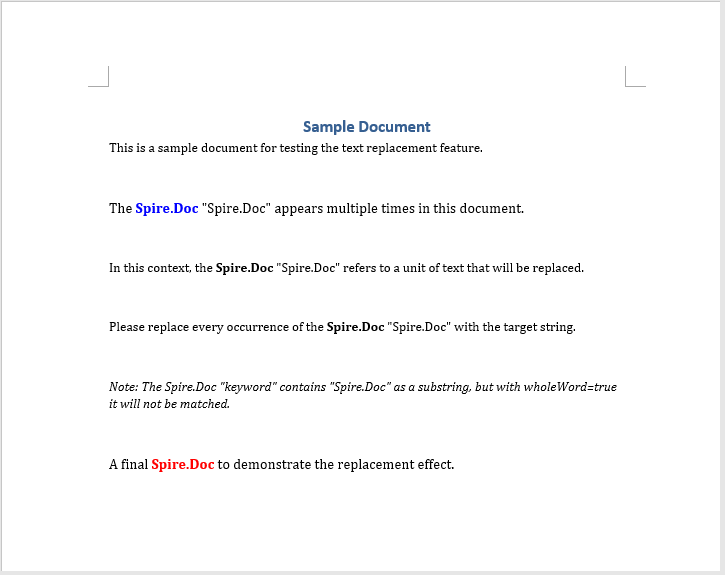 All strings matching the pattern are uniformly replaced after regex-based text replacement
