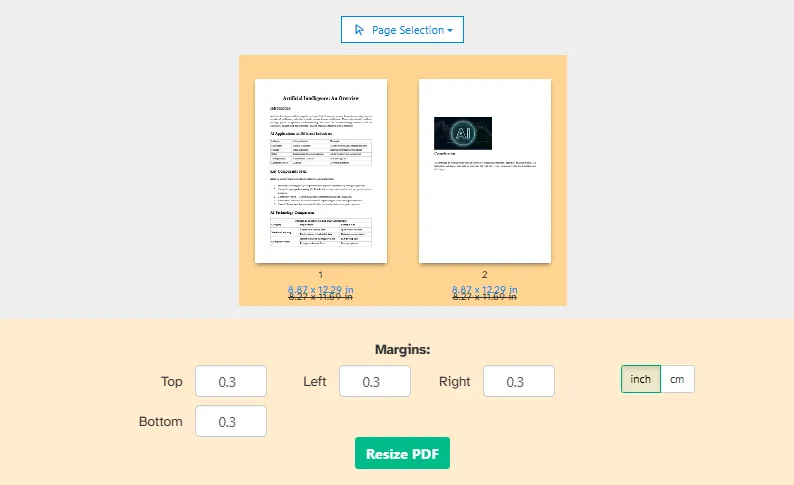 Ridimensiona PDF online
