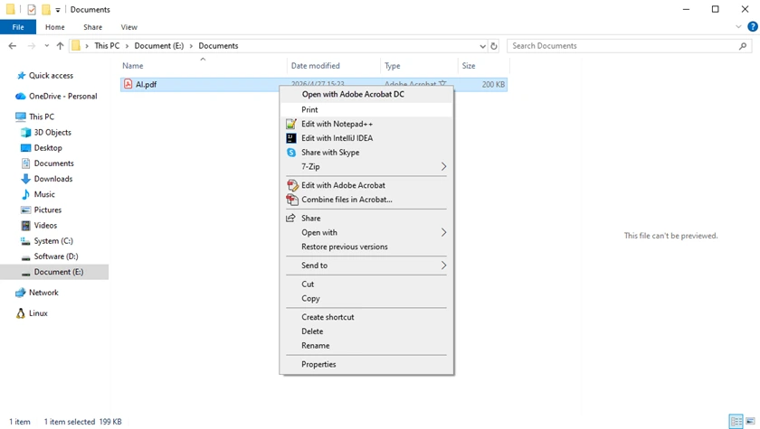 Print PDF from File Explorer