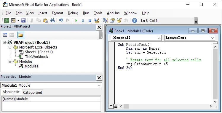 Girar texto no Excel com VBA