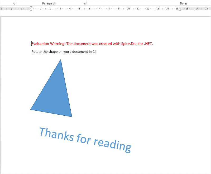 How to rotate the shape on word document in C#