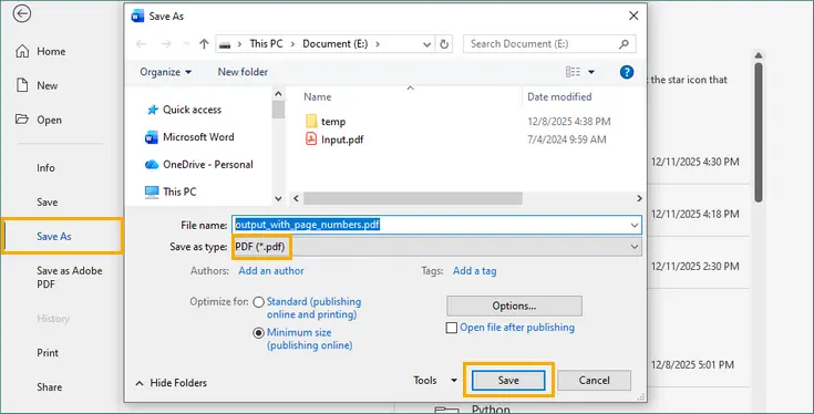 Save Word as PDF