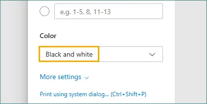 Seleziona l'opzione Bianco e Nero in Edge
