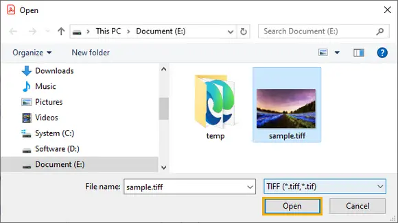 Select TIFF file