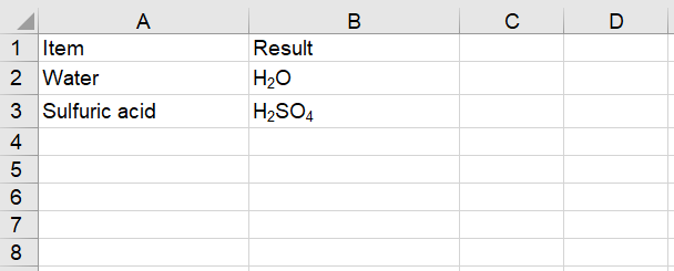 Set the subscript of text