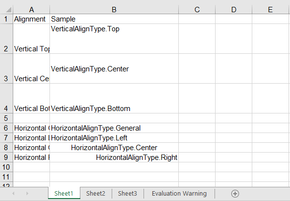Set the alignment of text