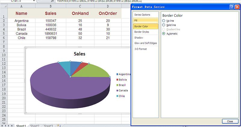 Chart Object Border Excel