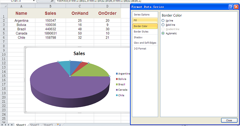 how to set the border color and styles for excel chart compound line graph add column