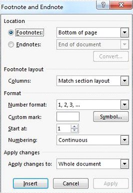 How to set the position and number format for word footnote in C#