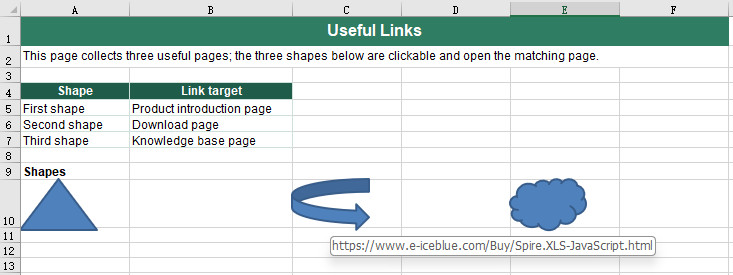 Set a hyperlink on a shape in Excel